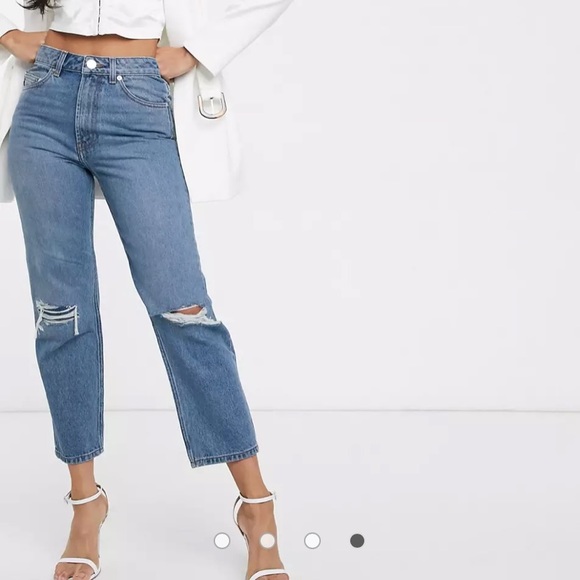 ASOS Denim - ASOS Florence straight leg jeans with ripped knees